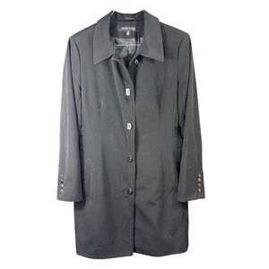 Anne Klein Coat Womens Petite Small Black‎ Button Front Dressy Lined Classic PS